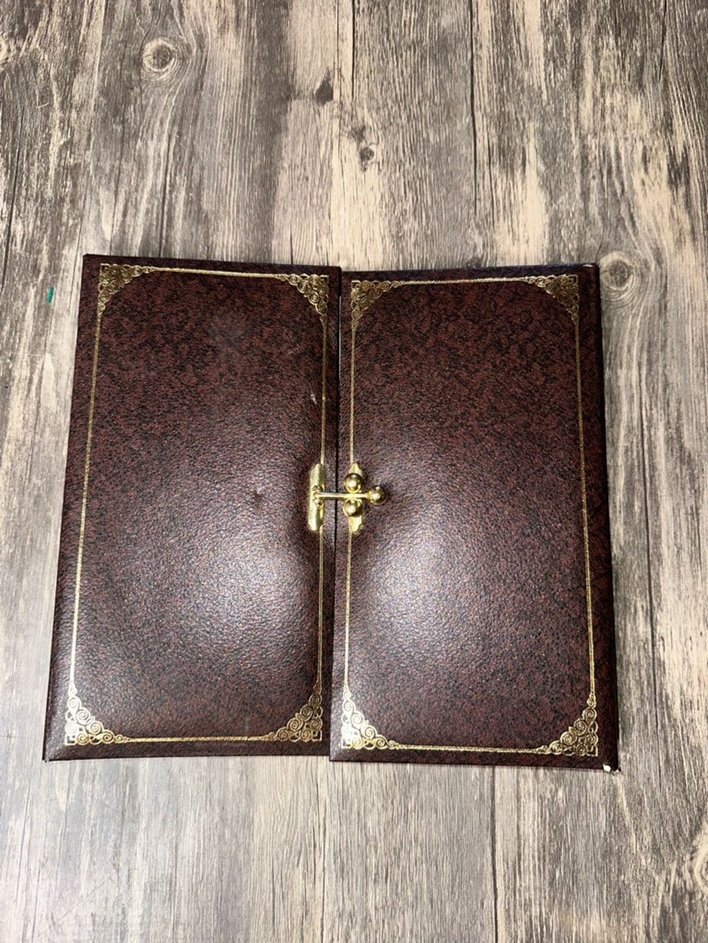 Vintage Photo Album Accordion Style Faux Leather Brass Clasp Organizer